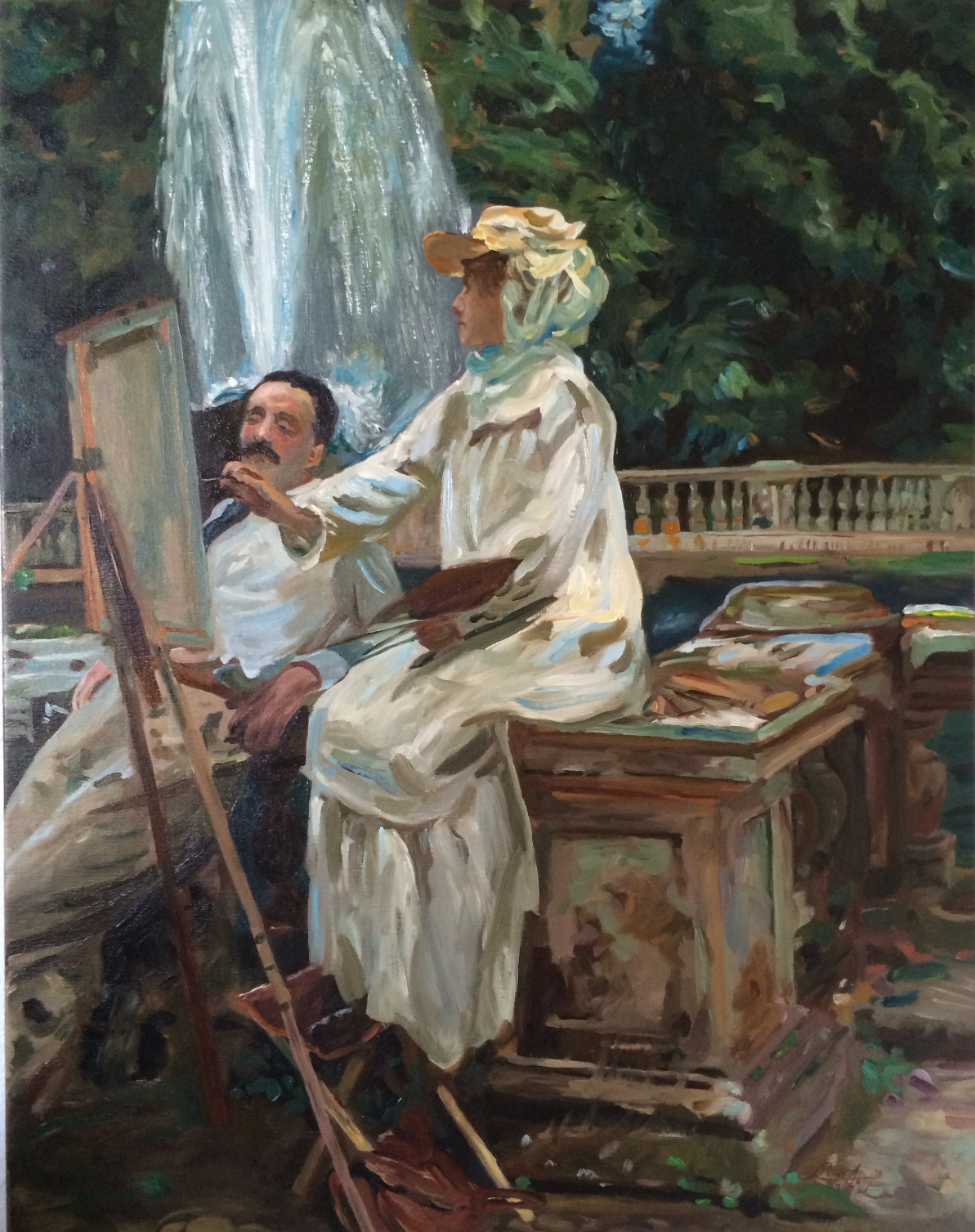 The Fountain, Villa Torlonia - Oil on Canvas, in Master Copies